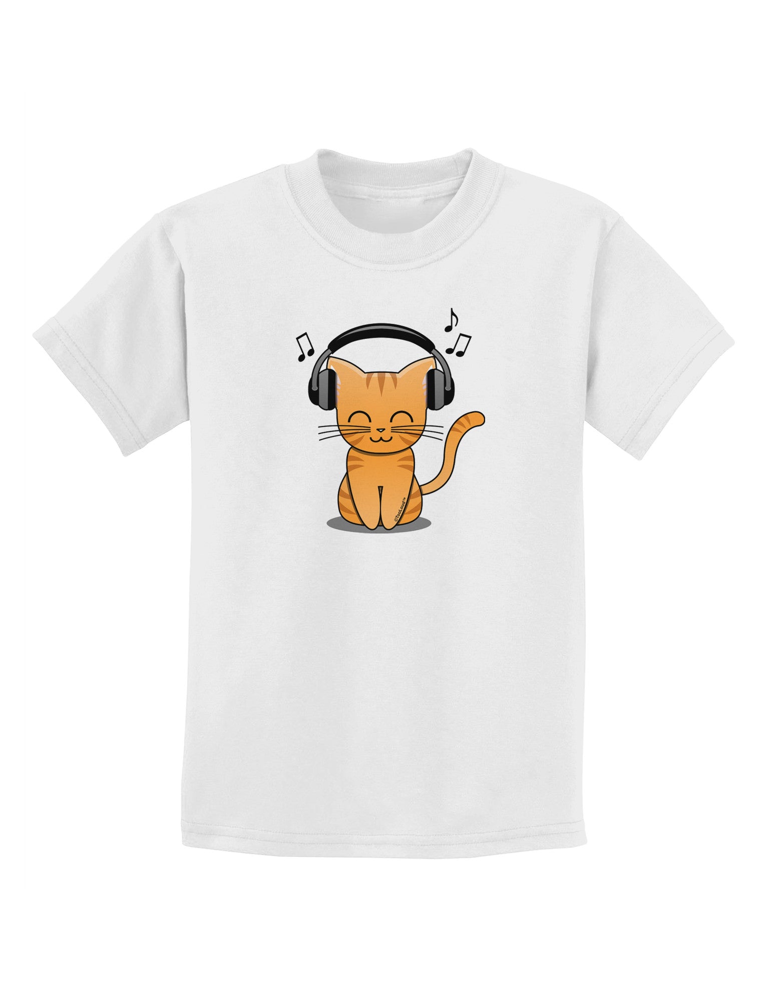 Cute Kitty With Headphones Childrens T-Shirt-Childrens T-Shirt-TooLoud-White-X-Small-Davson Sales