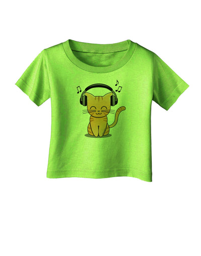 Cute Kitty With Headphones Infant T-Shirt-Infant T-Shirt-TooLoud-Lime-Green-06-Months-Davson Sales