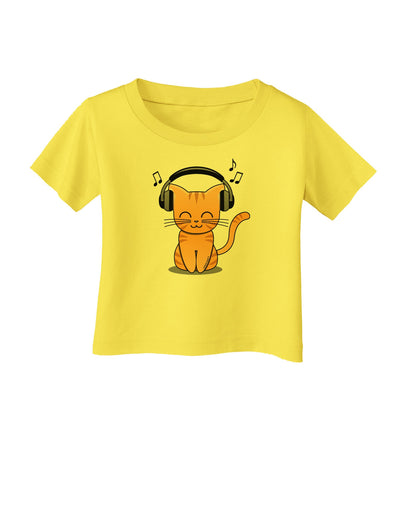 Cute Kitty With Headphones Infant T-Shirt-Infant T-Shirt-TooLoud-Yellow-06-Months-Davson Sales