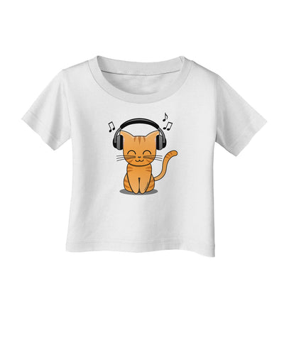 Cute Kitty With Headphones Infant T-Shirt-Infant T-Shirt-TooLoud-White-06-Months-Davson Sales