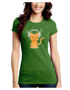 Cute Kitty With Headphones Juniors Petite Crew Dark T-Shirt-T-Shirts Juniors Tops-TooLoud-Kiwi-Green-Juniors Fitted Small-Davson Sales