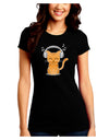 Cute Kitty With Headphones Juniors Petite Crew Dark T-Shirt-T-Shirts Juniors Tops-TooLoud-Black-Juniors Fitted Small-Davson Sales