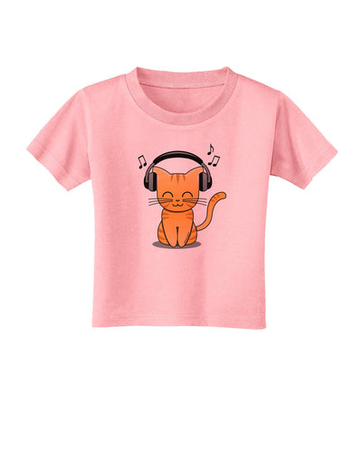 Cute Kitty With Headphones Toddler T-Shirt-Toddler T-Shirt-TooLoud-Candy-Pink-2T-Davson Sales