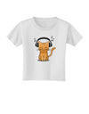 Cute Kitty With Headphones Toddler T-Shirt-Toddler T-Shirt-TooLoud-White-2T-Davson Sales