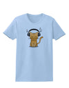 Cute Kitty With Headphones Womens T-Shirt-Womens T-Shirt-TooLoud-Light-Blue-X-Small-Davson Sales