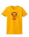 Cute Kitty With Headphones Womens T-Shirt-Womens T-Shirt-TooLoud-Gold-X-Small-Davson Sales