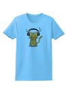 Cute Kitty With Headphones Womens T-Shirt-Womens T-Shirt-TooLoud-Aquatic-Blue-X-Small-Davson Sales