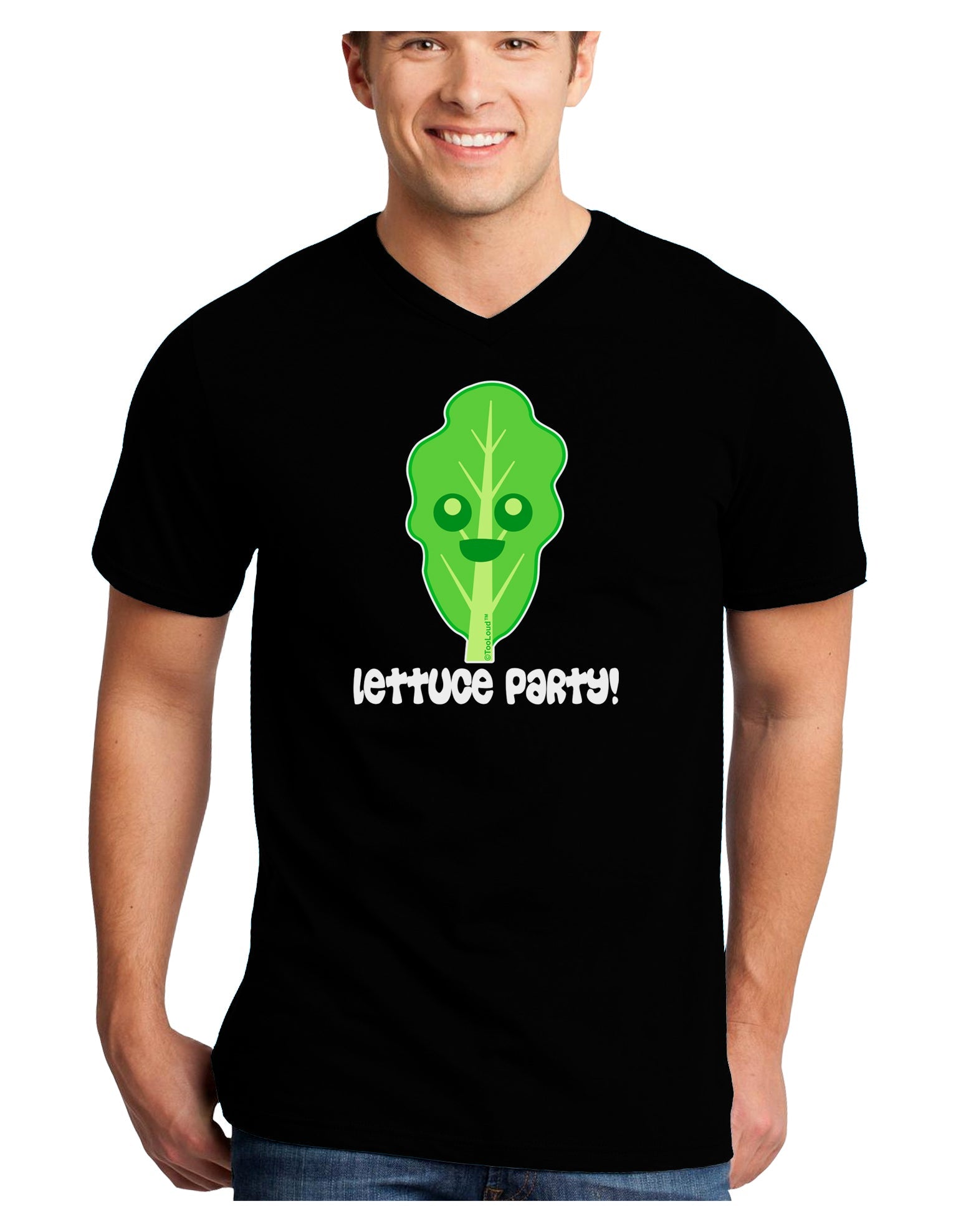 Cute Lettuce - Lettuce Party Adult Dark V-Neck T-Shirt by TooLoud-Mens V-Neck T-Shirt-TooLoud-Black-Small-Davson Sales