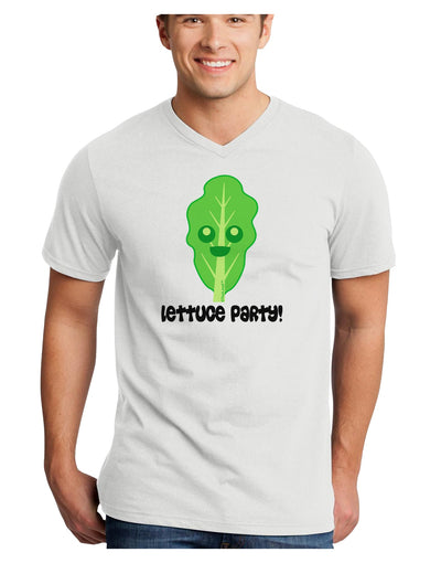 Cute Lettuce - Lettuce Party Adult V-Neck T-shirt by TooLoud-Mens V-Neck T-Shirt-TooLoud-White-Small-Davson Sales