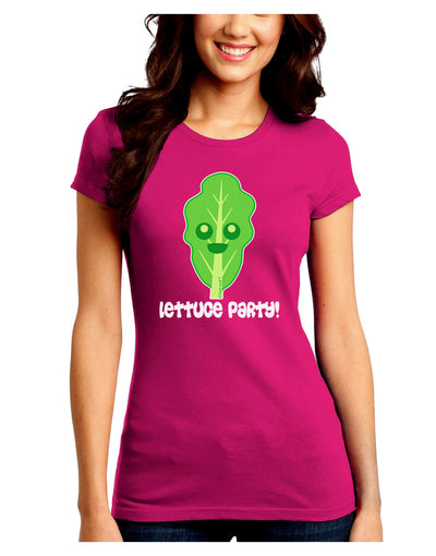 Cute Lettuce - Lettuce Party Juniors Crew Dark T-Shirt by TooLoud-T-Shirts Juniors Tops-TooLoud-Hot-Pink-Juniors Fitted Small-Davson Sales