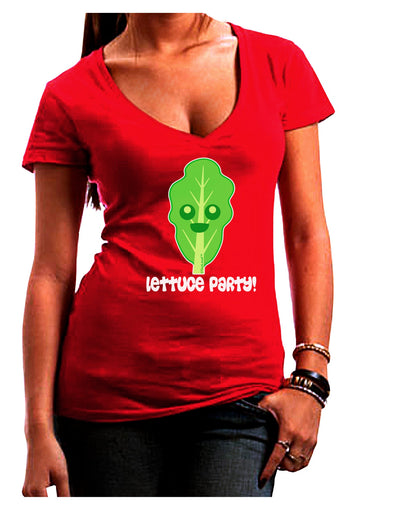 Cute Lettuce - Lettuce Party Juniors V-Neck Dark T-Shirt by TooLoud-Womens V-Neck T-Shirts-TooLoud-Red-Juniors Fitted Small-Davson Sales