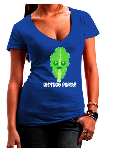 Cute Lettuce - Lettuce Party Juniors V-Neck Dark T-Shirt by TooLoud-Womens V-Neck T-Shirts-TooLoud-Royal-Blue-Juniors Fitted Small-Davson Sales