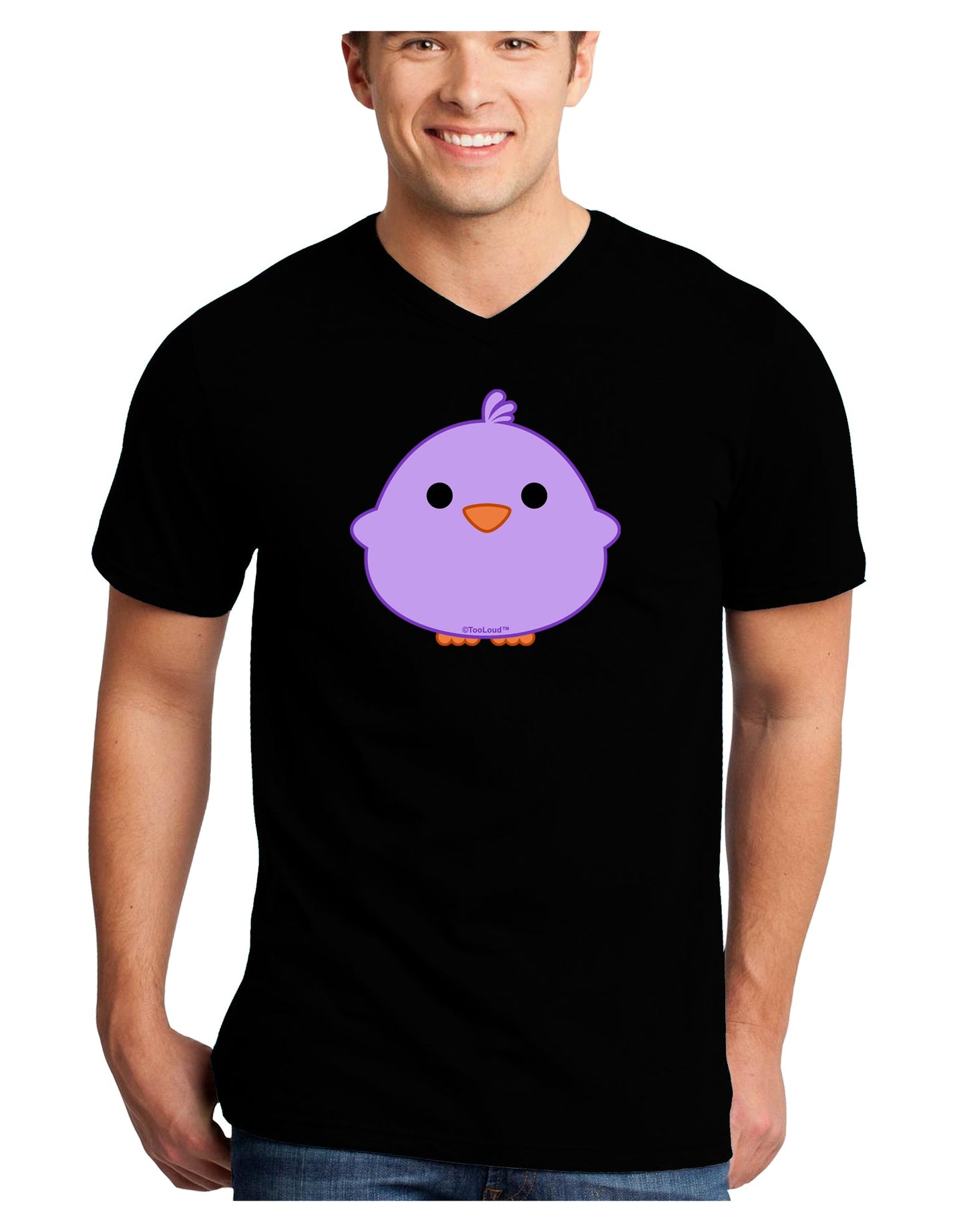 Cute Little Chick - Purple Adult Dark V-Neck T-Shirt by TooLoud-Mens V-Neck T-Shirt-TooLoud-Black-Small-Davson Sales