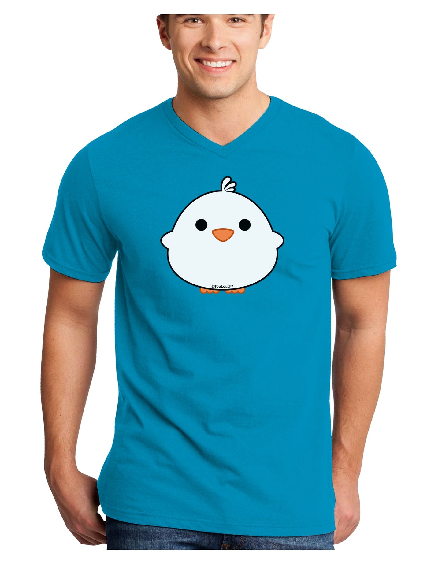 Cute Little Chick - White Adult Dark V-Neck T-Shirt by TooLoud-Mens V-Neck T-Shirt-TooLoud-Turquoise-Small-Davson Sales