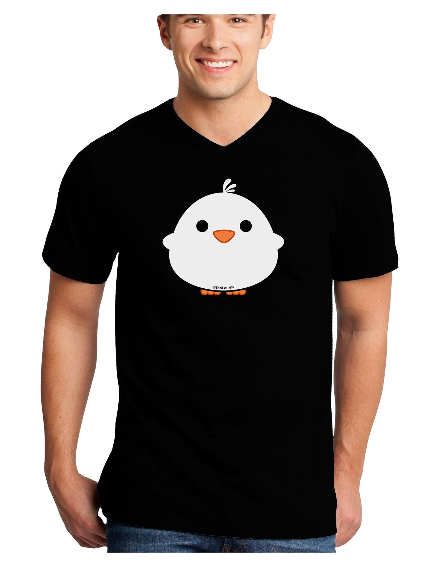 Cute Little Chick - White Adult Dark V-Neck T-Shirt by TooLoud-Mens V-Neck T-Shirt-TooLoud-Black-Small-Davson Sales