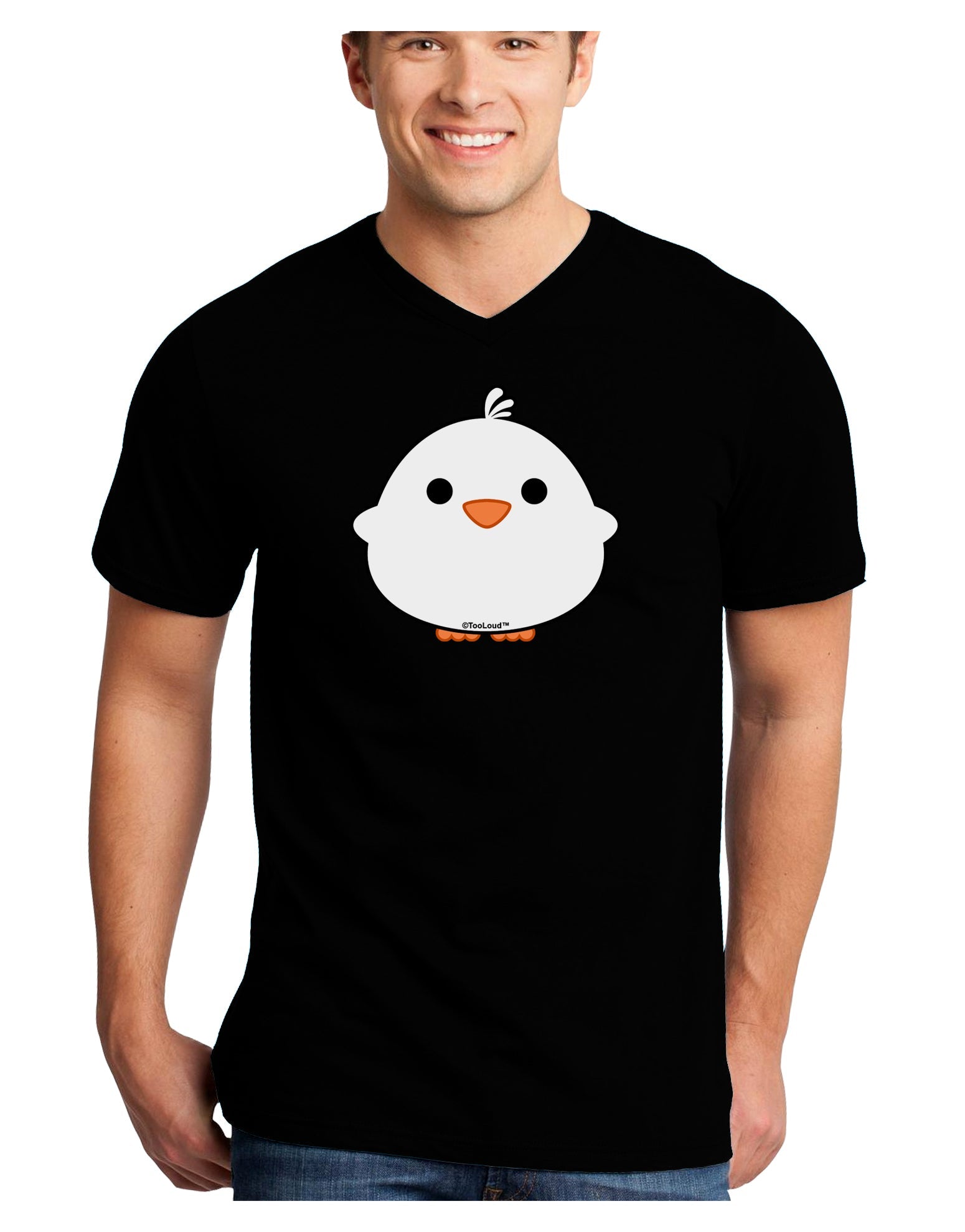 Cute Little Chick - White Adult Dark V-Neck T-Shirt by TooLoud-Mens V-Neck T-Shirt-TooLoud-Black-Small-Davson Sales