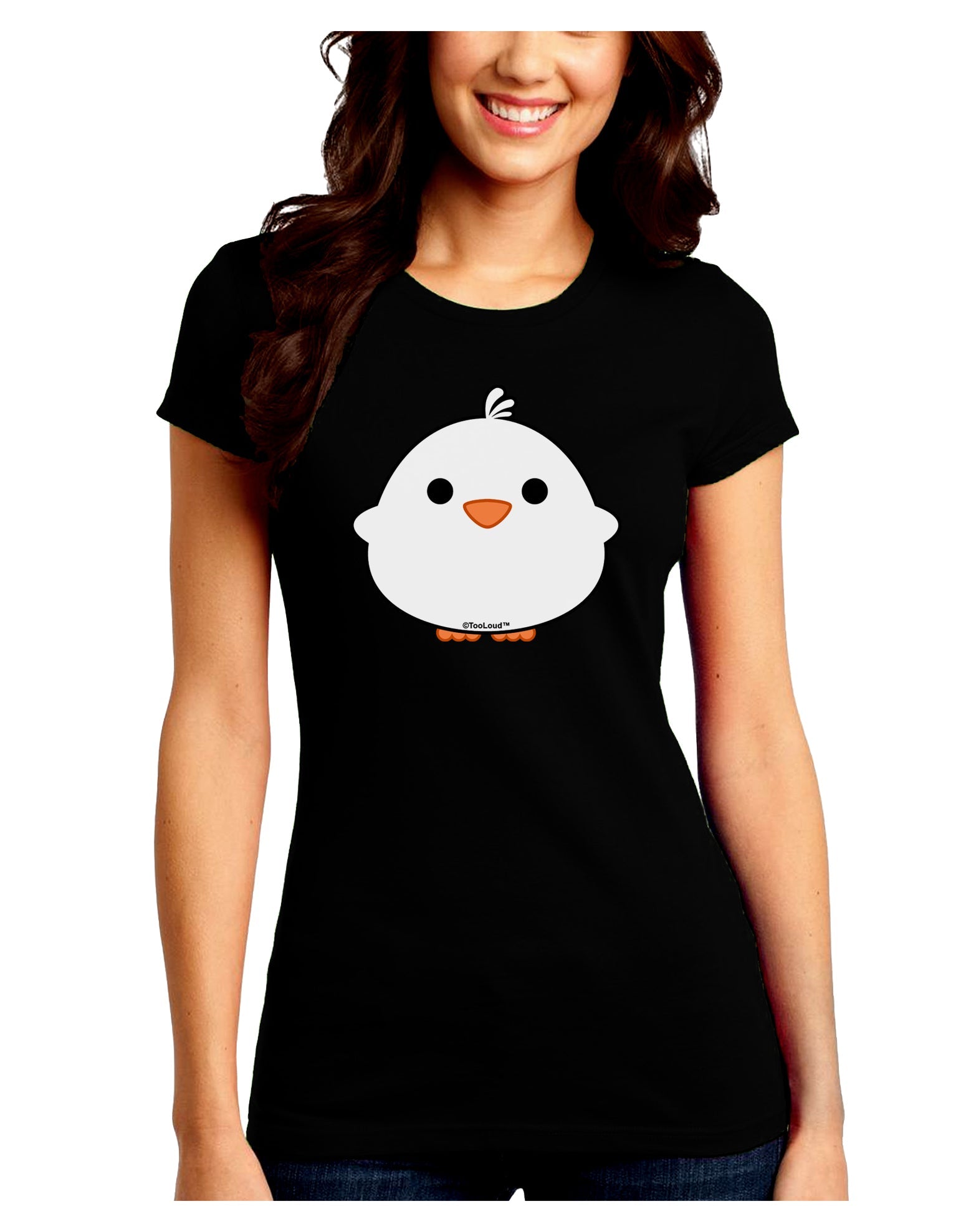 Cute Little Chick - White Juniors Crew Dark T-Shirt by TooLoud-T-Shirts Juniors Tops-TooLoud-Black-Juniors Fitted Small-Davson Sales