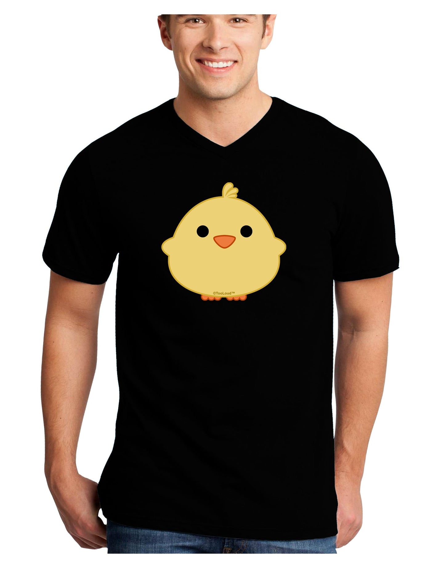 Cute Little Chick - Yellow Adult Dark V-Neck T-Shirt by TooLoud-Mens V-Neck T-Shirt-TooLoud-Black-Small-Davson Sales