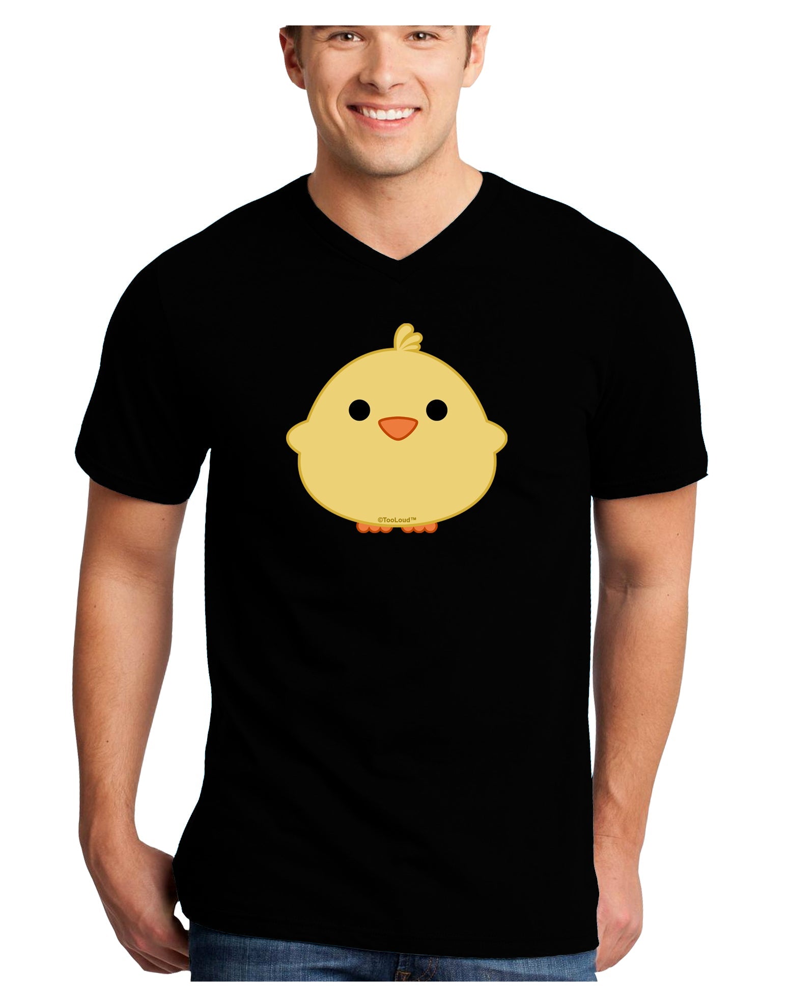 Cute Little Chick - Yellow Adult Dark V-Neck T-Shirt by TooLoud-Mens V-Neck T-Shirt-TooLoud-Black-Small-Davson Sales