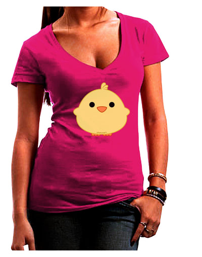 Cute Little Chick - Yellow Juniors V-Neck Dark T-Shirt by TooLoud-Womens V-Neck T-Shirts-TooLoud-Hot-Pink-Juniors Fitted Small-Davson Sales