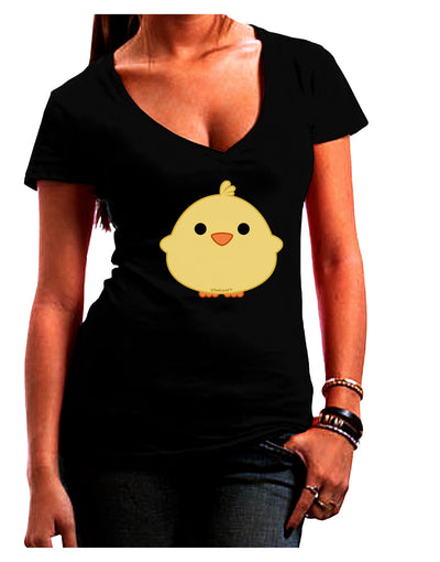 Cute Little Chick - Yellow Juniors V-Neck Dark T-Shirt by TooLoud-Womens V-Neck T-Shirts-TooLoud-Black-Juniors Fitted Small-Davson Sales