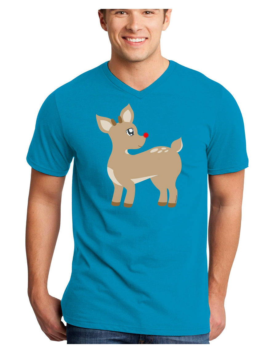 Cute Little Rudolph the Reindeer - Christmas Adult Dark V-Neck T-Shirt by TooLoud-Mens V-Neck T-Shirt-TooLoud-Black-Small-Davson Sales