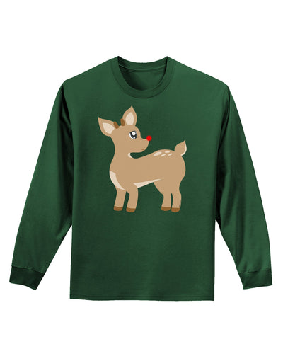 Cute Little Rudolph the Reindeer - Christmas Adult Long Sleeve Dark T-Shirt by TooLoud-TooLoud-Dark-Green-Small-Davson Sales