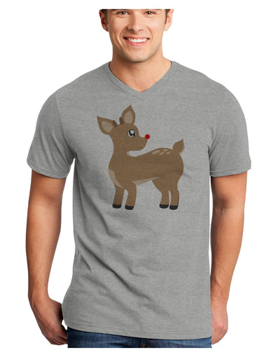 Cute Little Rudolph the Reindeer - Christmas Adult V-Neck T-shirt by TooLoud-Mens V-Neck T-Shirt-TooLoud-HeatherGray-Small-Davson Sales