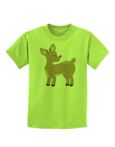 Cute Little Rudolph the Reindeer - Christmas Childrens T-Shirt by TooLoud-Childrens T-Shirt-TooLoud-Lime-Green-X-Small-Davson Sales