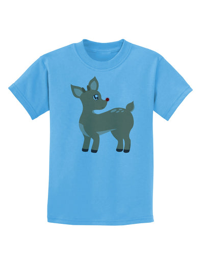 Cute Little Rudolph the Reindeer - Christmas Childrens T-Shirt by TooLoud-Childrens T-Shirt-TooLoud-Aquatic-Blue-X-Small-Davson Sales