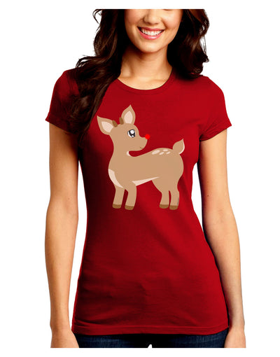 Cute Little Rudolph the Reindeer - Christmas Juniors Crew Dark T-Shirt by TooLoud-T-Shirts Juniors Tops-TooLoud-Red-Juniors Fitted Small-Davson Sales