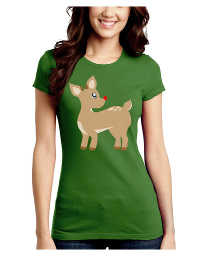 Cute Little Rudolph the Reindeer - Christmas Juniors Crew Dark T-Shirt by TooLoud-T-Shirts Juniors Tops-TooLoud-Kiwi-Green-Juniors Fitted X-Small-Davson Sales