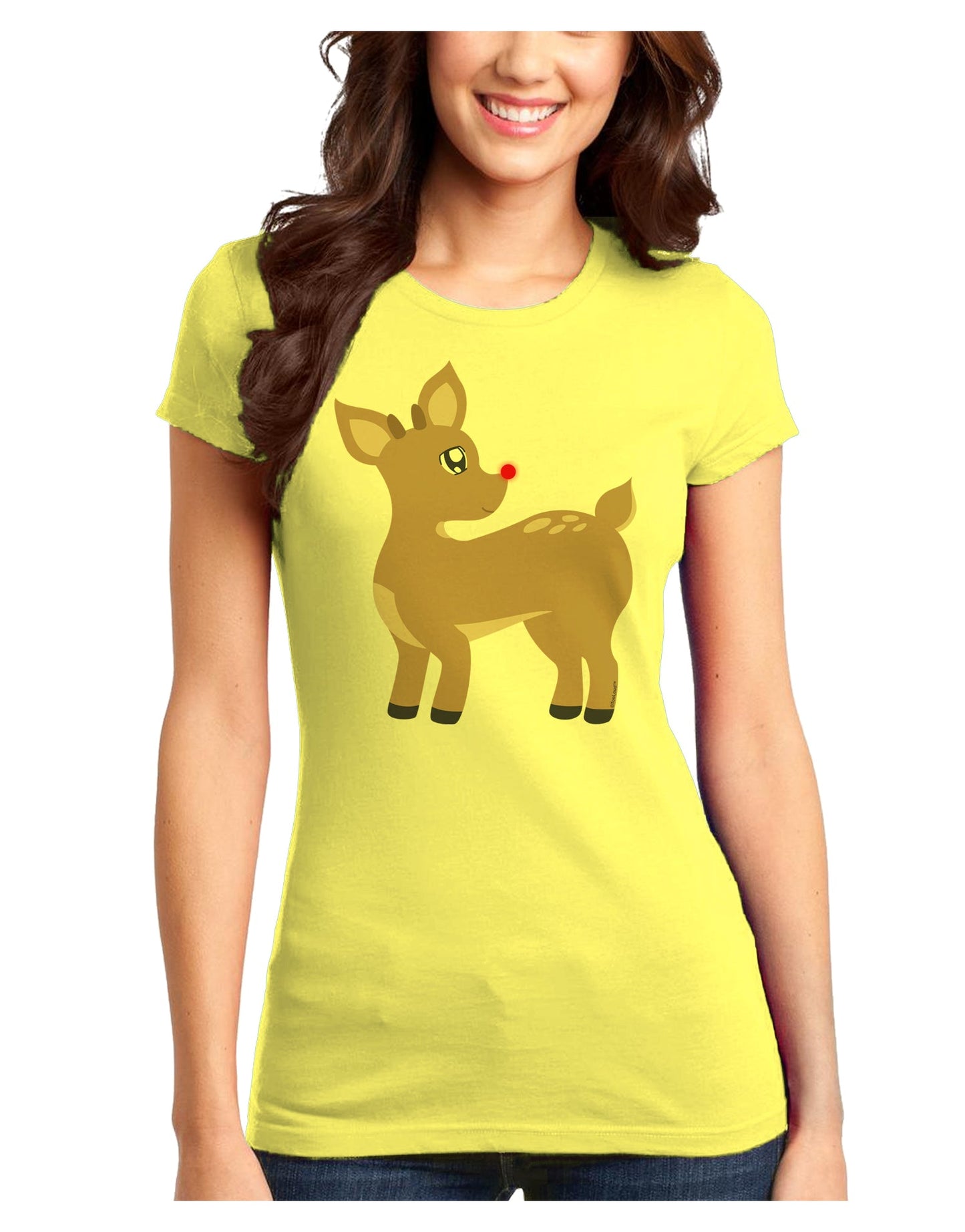 Cute Little Rudolph the Reindeer - Christmas Juniors T-Shirt by TooLoud-Womens Juniors T-Shirt-TooLoud-Yellow-Juniors Fitted X-Small-Davson Sales