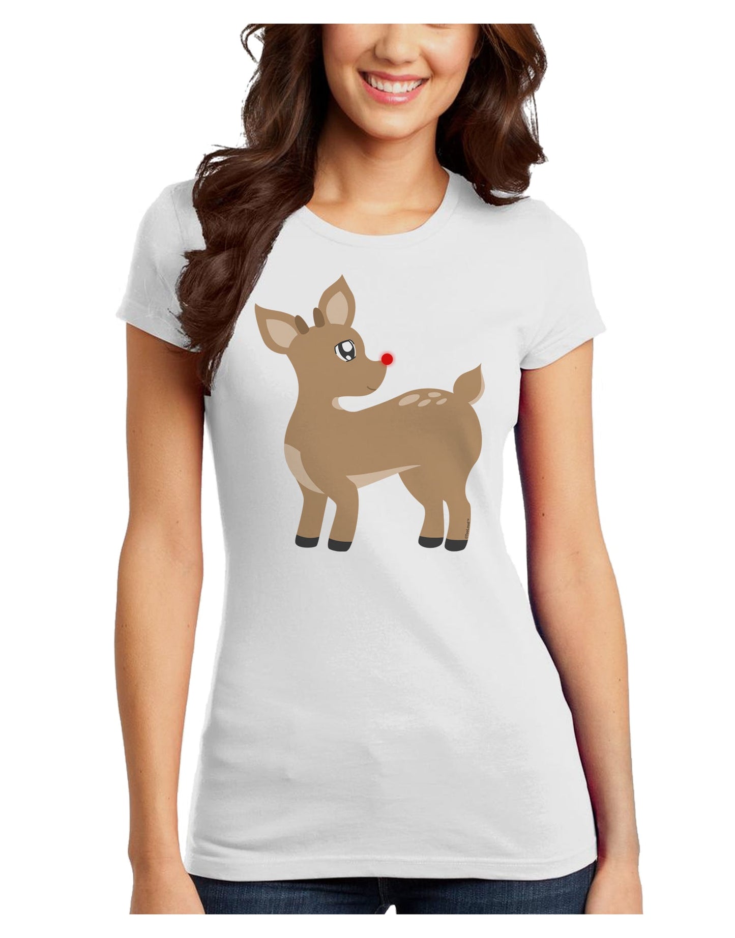 Cute Little Rudolph the Reindeer - Christmas Juniors T-Shirt by TooLoud-Womens Juniors T-Shirt-TooLoud-White-Juniors Fitted X-Small-Davson Sales