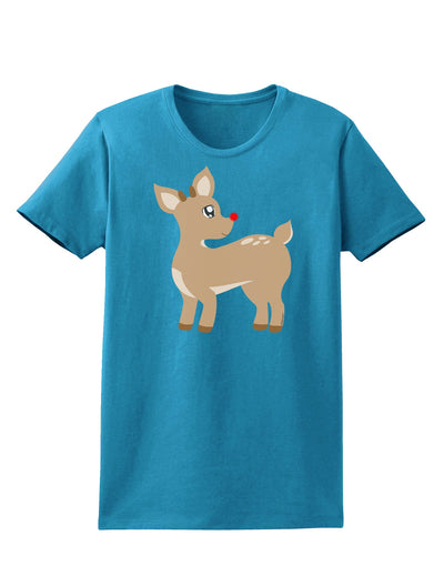 Cute Little Rudolph the Reindeer - Christmas Womens Dark T-Shirt by TooLoud-Womens T-Shirt-TooLoud-Turquoise-X-Small-Davson Sales