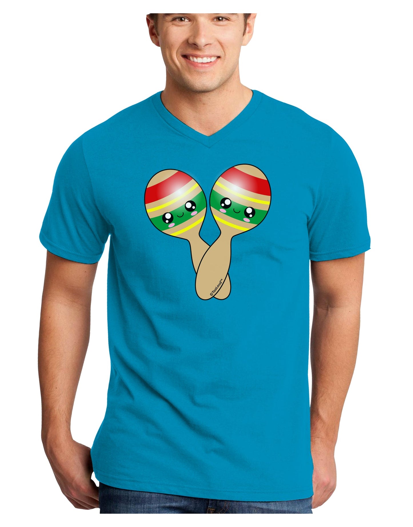 Cute Maracas Design Adult Dark V-Neck T-Shirt by TooLoud-Mens V-Neck T-Shirt-TooLoud-Turquoise-Small-Davson Sales