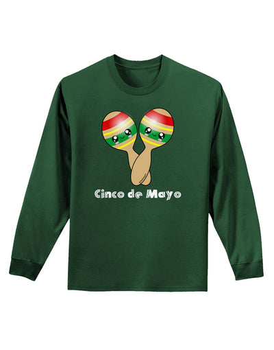 Cute Maracas Design - Cinco de Mayo Adult Long Sleeve Dark T-Shirt by TooLoud-TooLoud-Dark-Green-Small-Davson Sales