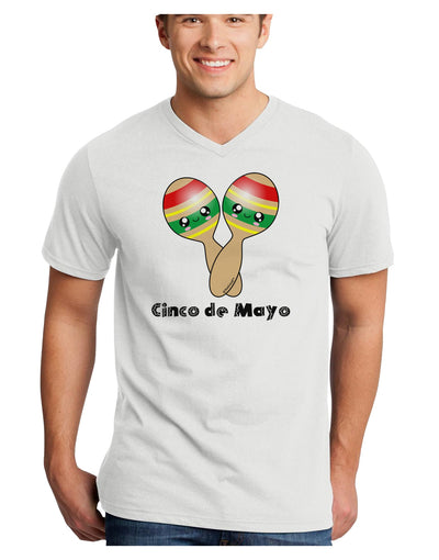 Cute Maracas Design - Cinco de Mayo Adult V-Neck T-shirt by TooLoud-Mens V-Neck T-Shirt-TooLoud-White-Small-Davson Sales