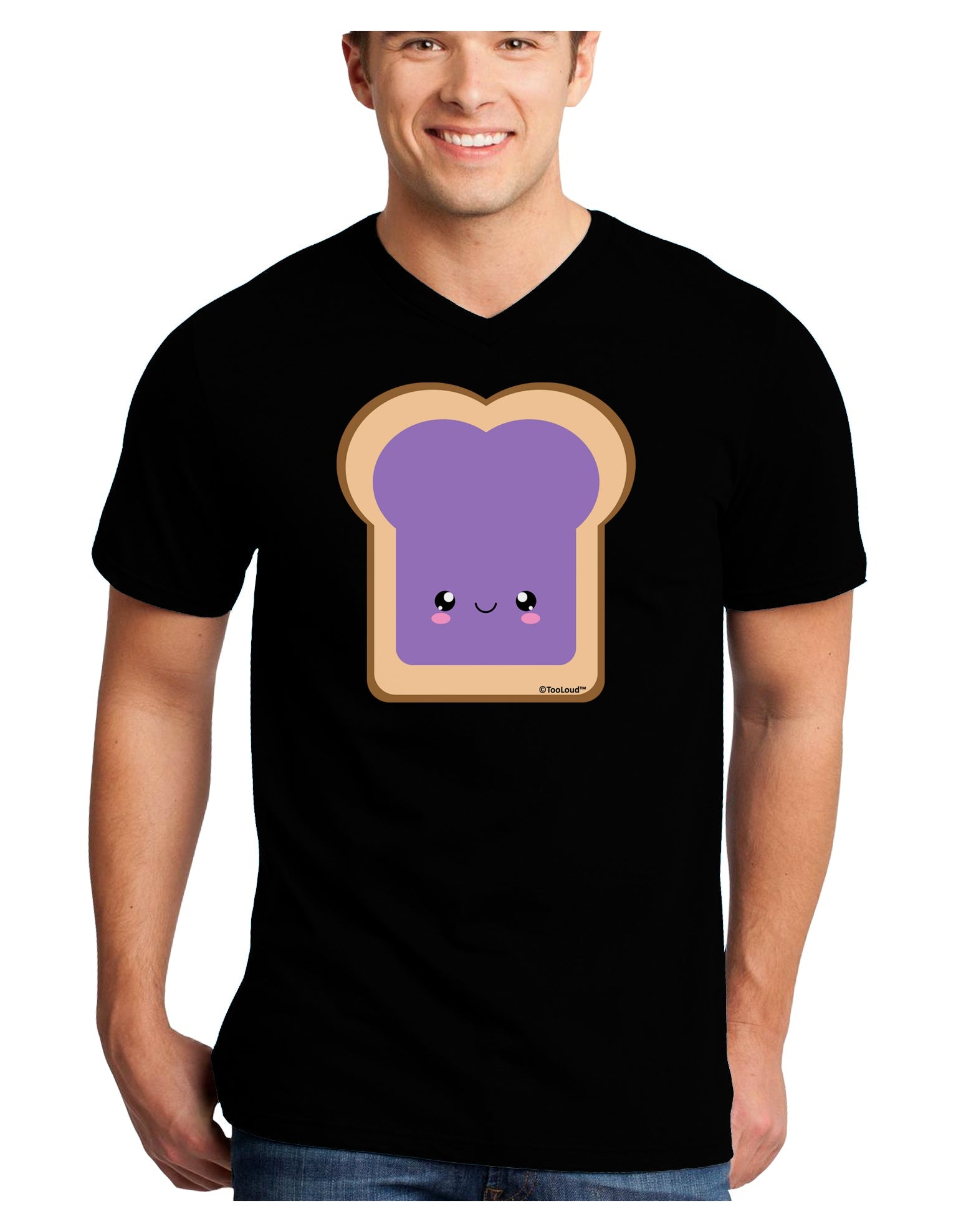 Cute Matching Design - PB and J - Jelly Adult Dark V-Neck T-Shirt by TooLoud-Mens V-Neck T-Shirt-TooLoud-Black-Small-Davson Sales