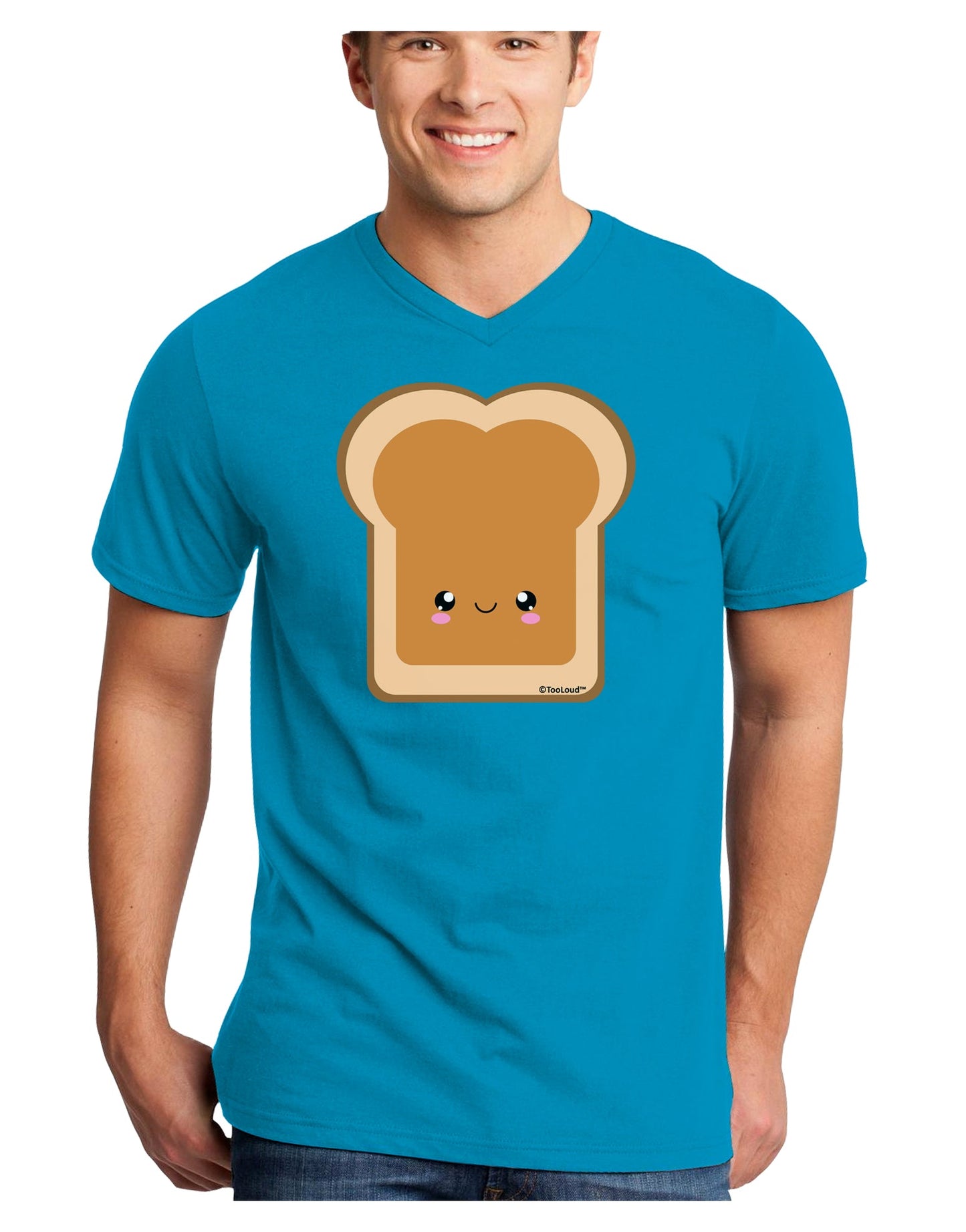 Cute Matching Design - PB and J - Peanut Butter Adult Dark V-Neck T-Shirt by TooLoud-Mens V-Neck T-Shirt-TooLoud-Turquoise-Small-Davson Sales