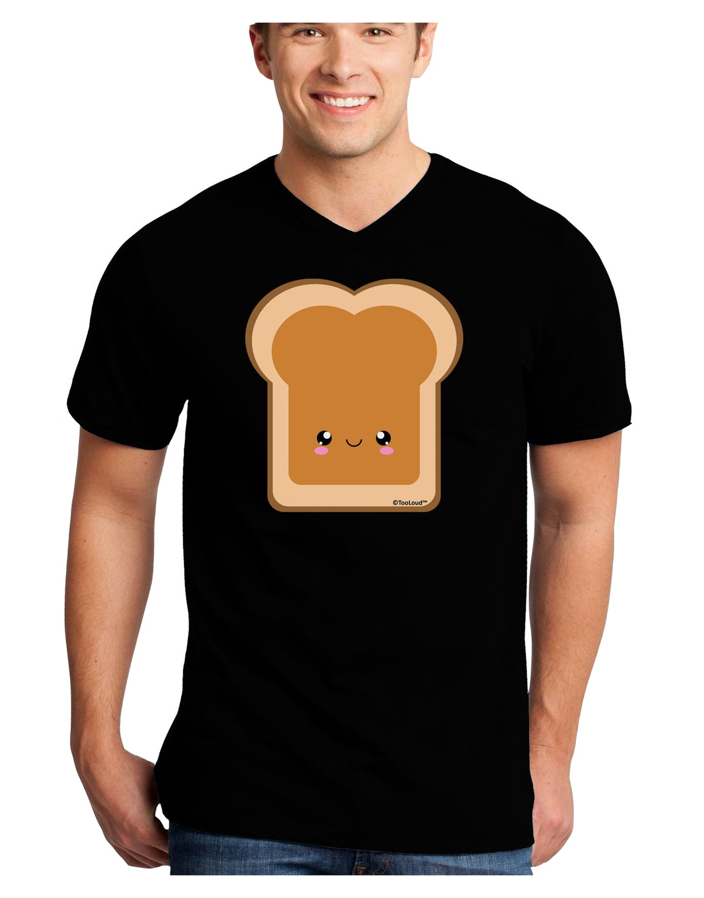 Cute Matching Design - PB and J - Peanut Butter Adult Dark V-Neck T-Shirt by TooLoud-Mens V-Neck T-Shirt-TooLoud-Black-Small-Davson Sales