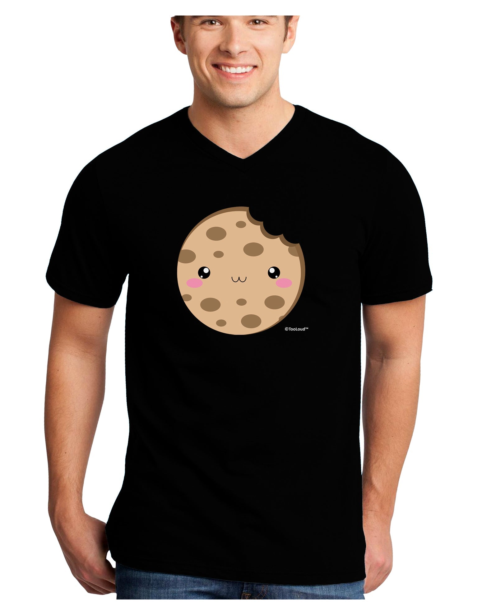 Cute Matching Milk and Cookie Design - Cookie Adult Dark V-Neck T-Shirt by TooLoud-Mens V-Neck T-Shirt-TooLoud-Black-Small-Davson Sales