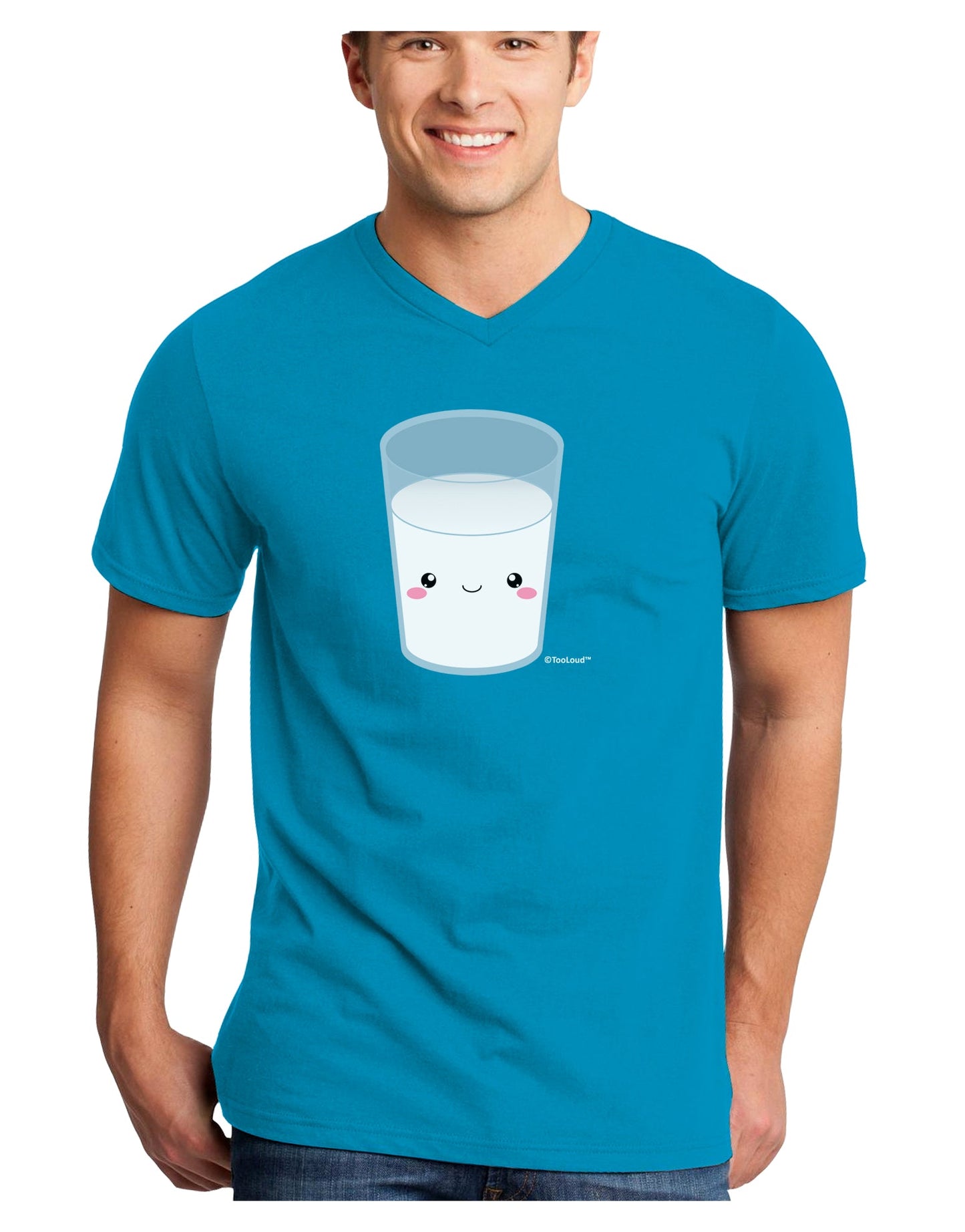 Cute Matching Milk and Cookie Design - Milk Adult Dark V-Neck T-Shirt by TooLoud-Mens V-Neck T-Shirt-TooLoud-Turquoise-Small-Davson Sales