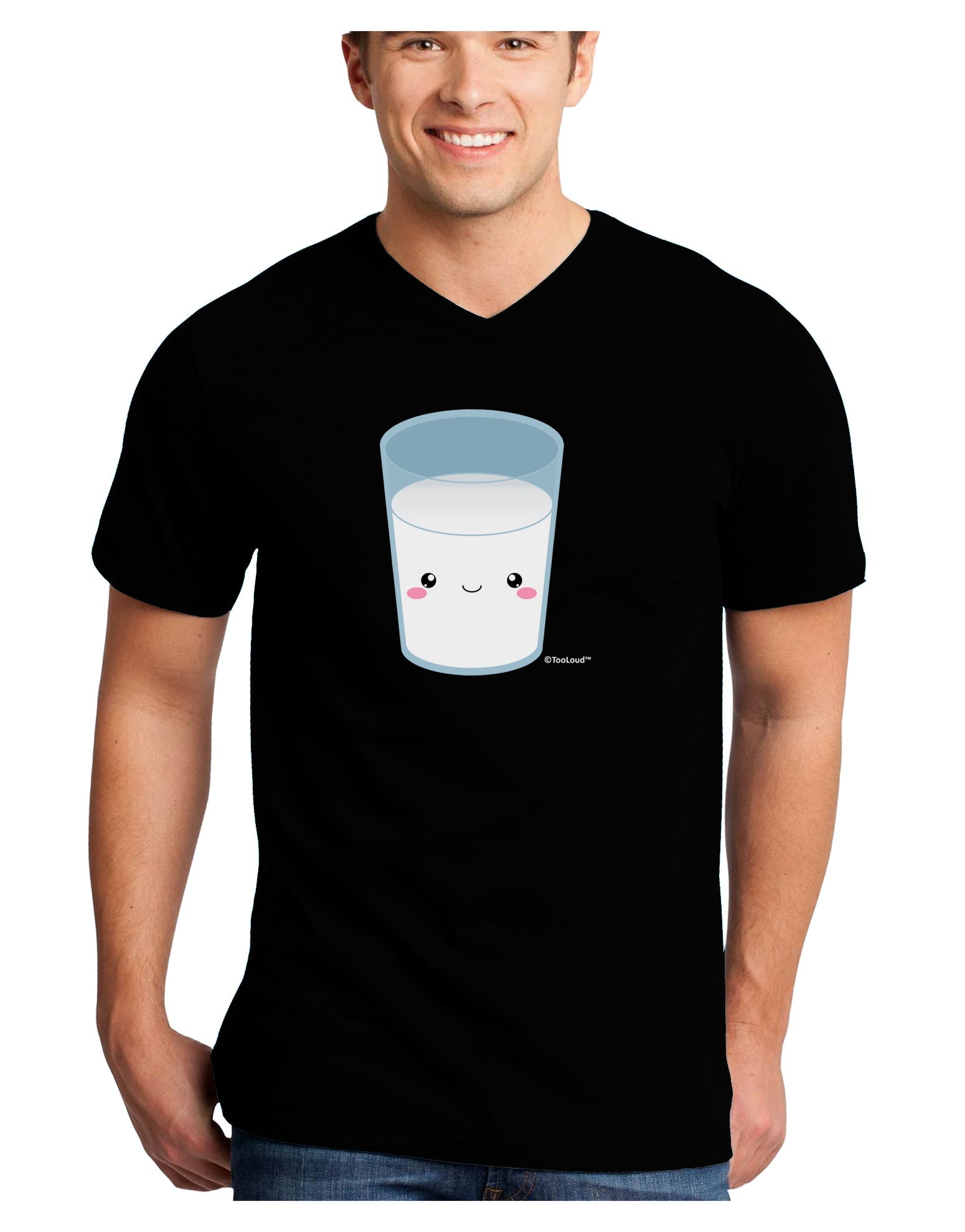 Cute Matching Milk and Cookie Design - Milk Adult Dark V-Neck T-Shirt by TooLoud-Mens V-Neck T-Shirt-TooLoud-Black-Small-Davson Sales