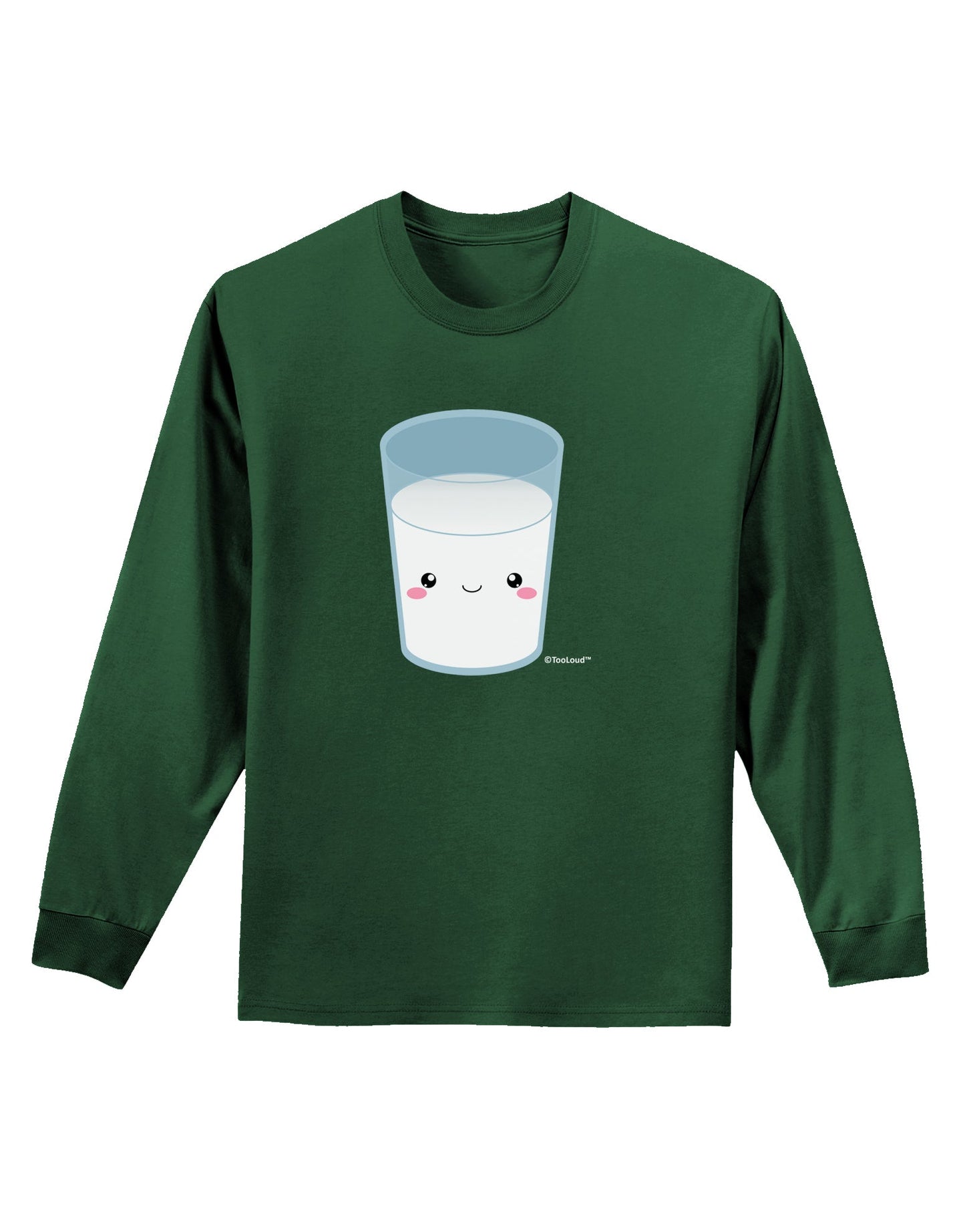 Cute Matching Milk and Cookie Design - Milk Adult Long Sleeve Dark T-Shirt by TooLoud-TooLoud-Dark-Green-Small-Davson Sales