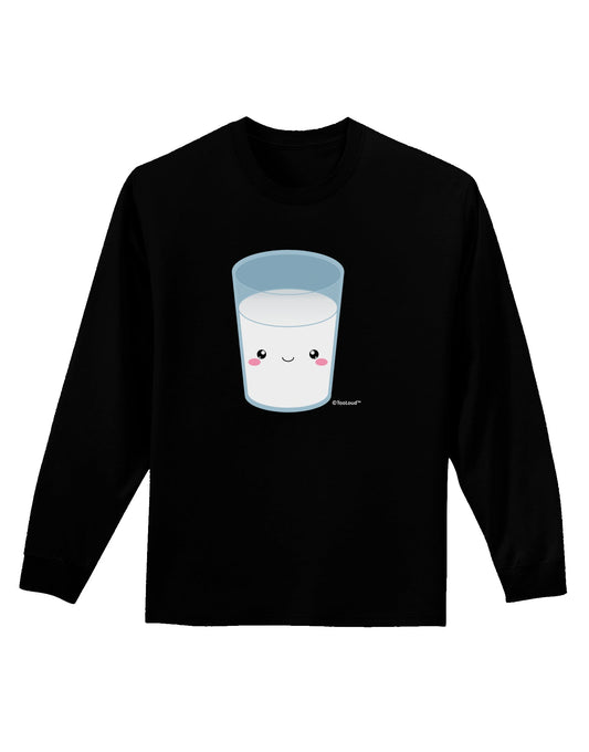 Cute Matching Milk and Cookie Design - Milk Adult Long Sleeve Dark T-Shirt by TooLoud-TooLoud-Black-Small-Davson Sales