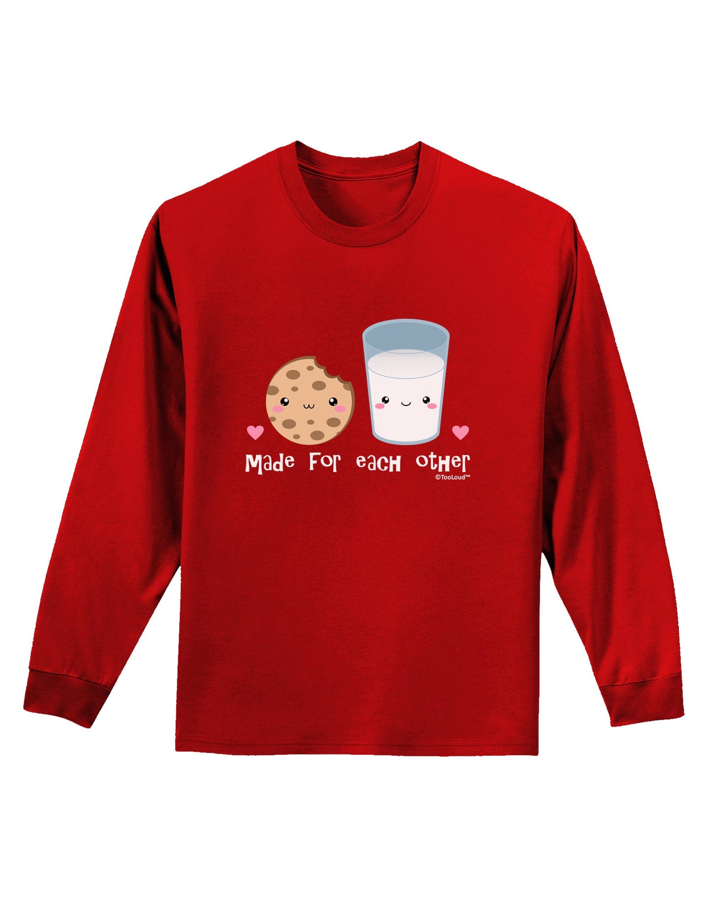 Cute Milk and Cookie - Made for Each Other Adult Long Sleeve Dark T-Shirt by TooLoud-TooLoud-Red-Small-Davson Sales