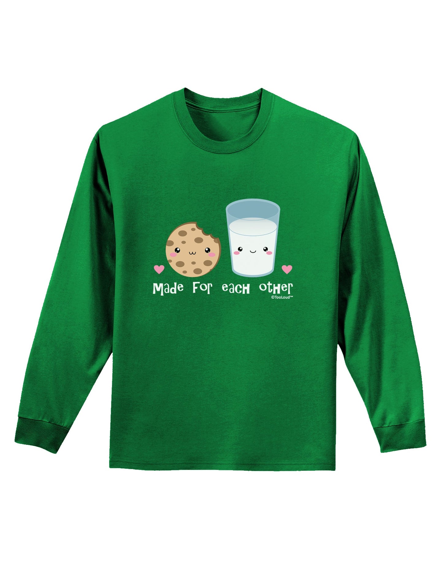 Cute Milk and Cookie - Made for Each Other Adult Long Sleeve Dark T-Shirt by TooLoud-TooLoud-Kelly-Green-Small-Davson Sales