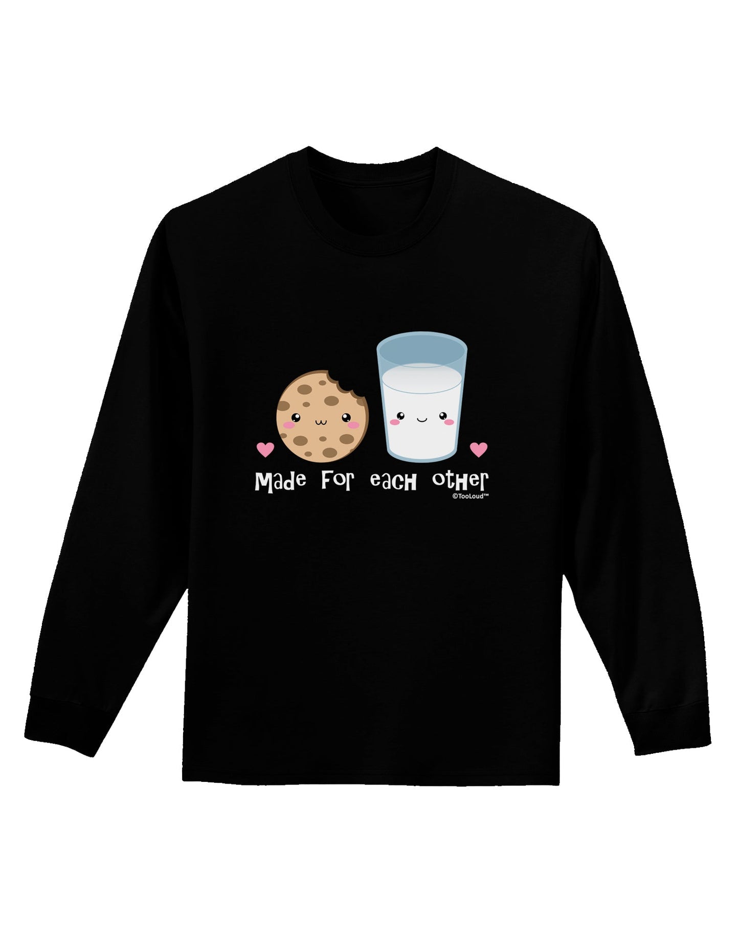 Cute Milk and Cookie - Made for Each Other Adult Long Sleeve Dark T-Shirt by TooLoud-TooLoud-Black-Small-Davson Sales