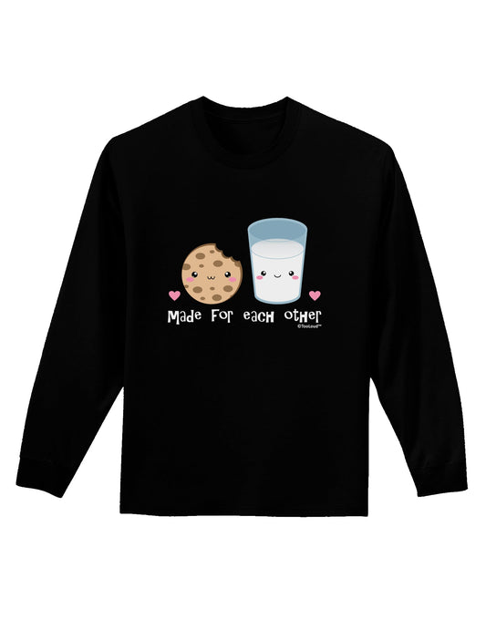 Cute Milk and Cookie - Made for Each Other Adult Long Sleeve Dark T-Shirt by TooLoud-TooLoud-Black-Small-Davson Sales